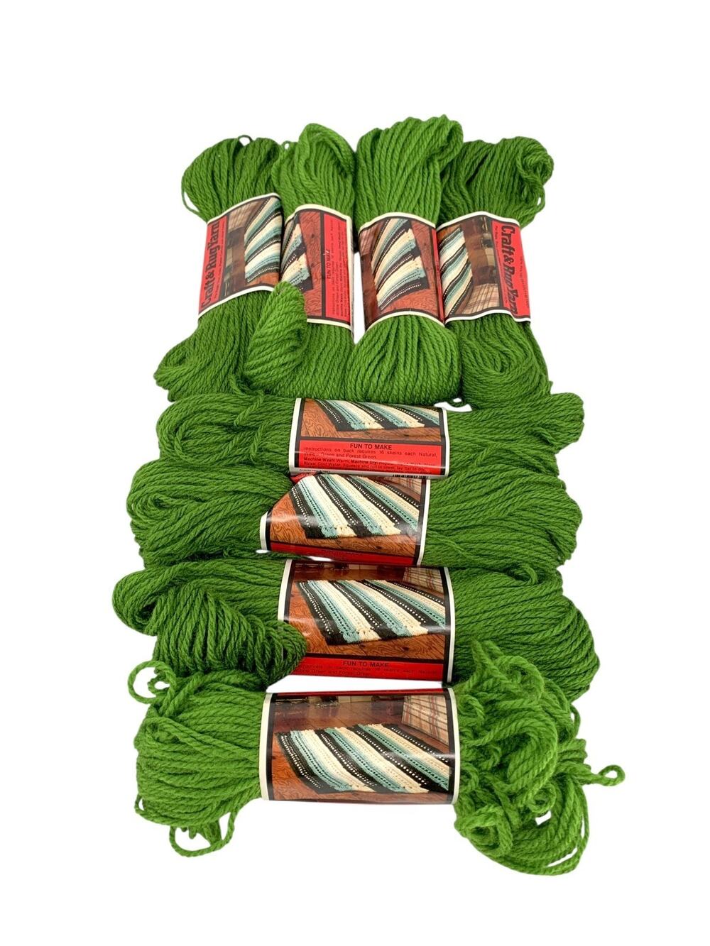 Vintage Aunt Lydia's Heavy Rug Yarn 615 Grass Green 8 Skeins 323 total grams